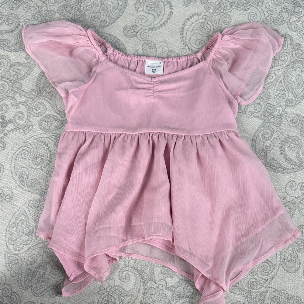 Abercrombie Kids Pink Girls' Flutter Sleeve Peplum Top